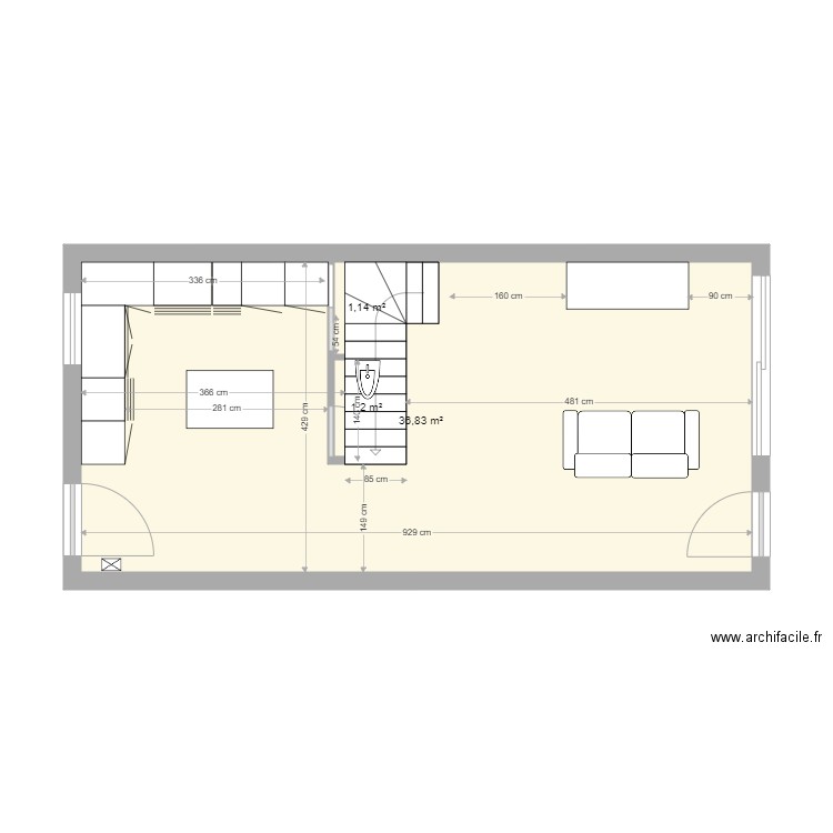 Serie2MuretBarry0. Plan de 3 pièces et 39 m2