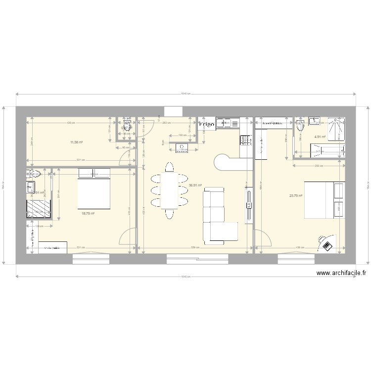 maison 95 m2 a. Plan de 0 pièce et 0 m2