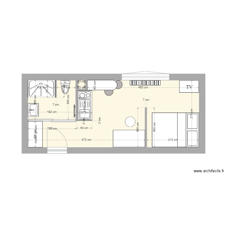 Studiocaro lit sur la longueur canap 2places. Plan de 0 pièce et 0 m2