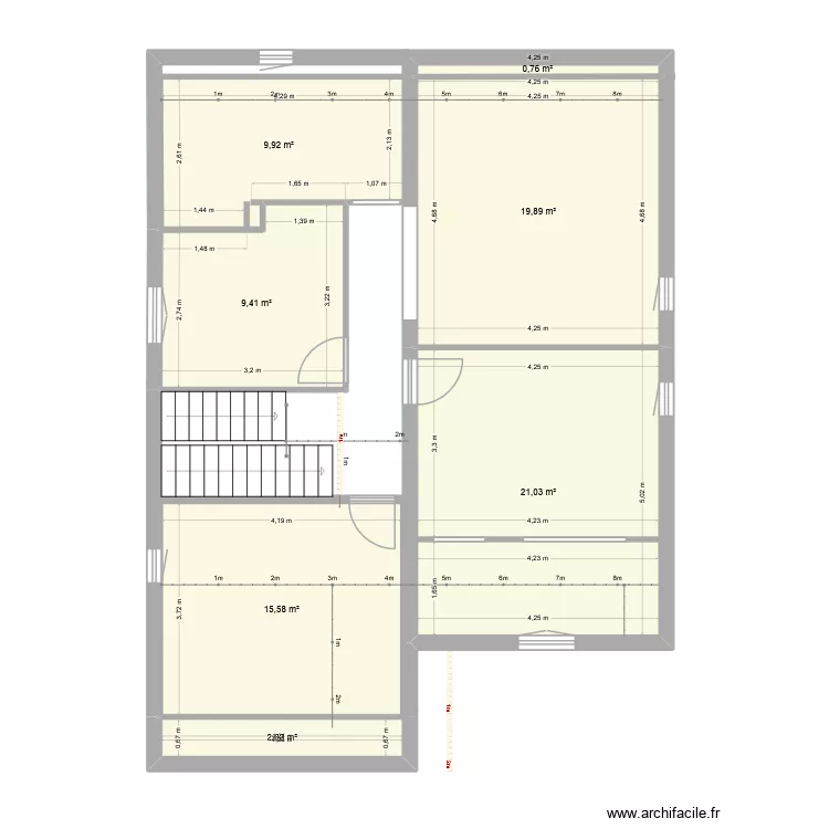 Etage. Plan de 7  et 79 m²
