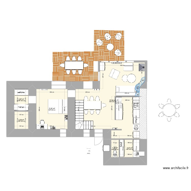 plan de base projet pornichet. Plan de 6 pièces et 59 m2