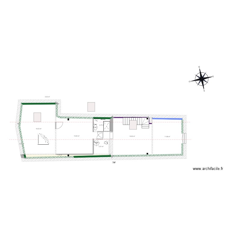 Plan combles normal douche. Plan de 0 pièce et 0 m2