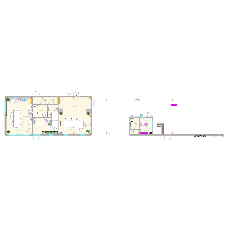 IDZIA RDC Comptoir atelier et sanitaires. Plan de 0 pièce et 0 m2