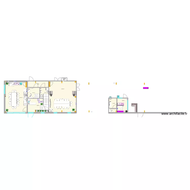 IDZIA RDC Comptoir atelier et sanitaires. Plan de 