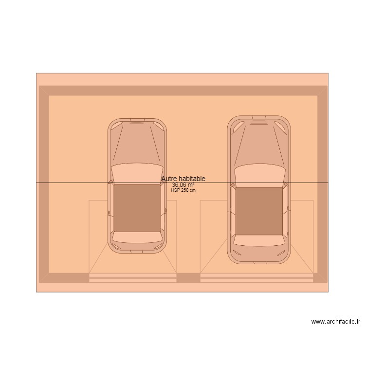 garage. Plan de 1 pièce et 36 m2