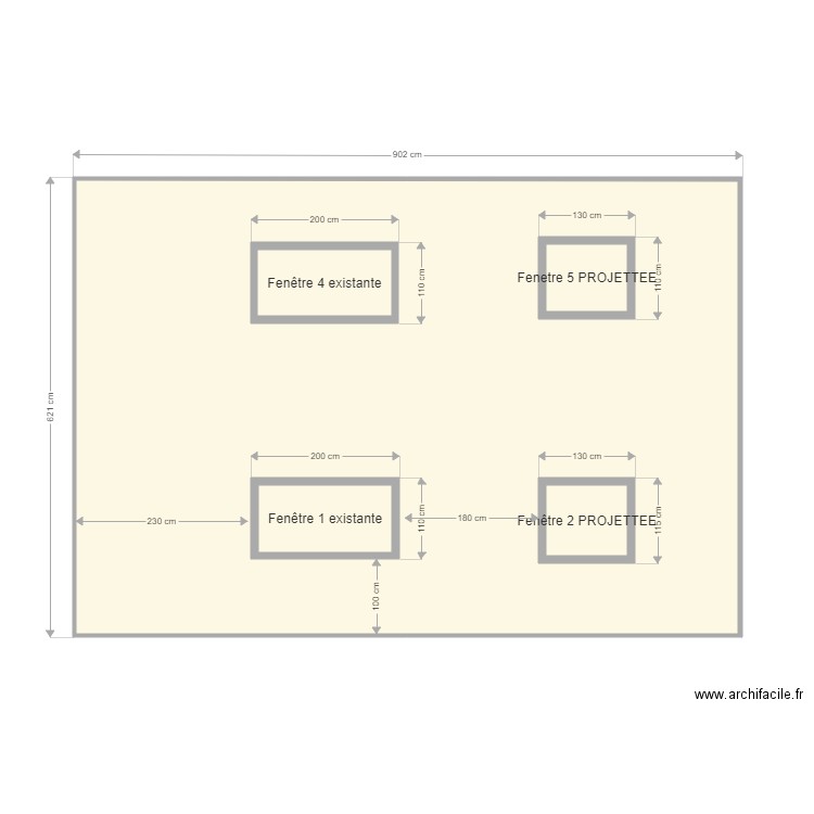 PLAN FACADE AVANT BREUER // MARIQUE projettee. Plan de 5 pièces et 60 m2