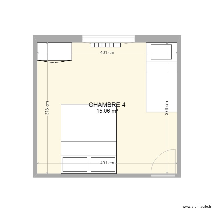 CHAMBRE 4. Plan de 1 pièce et 15 m2