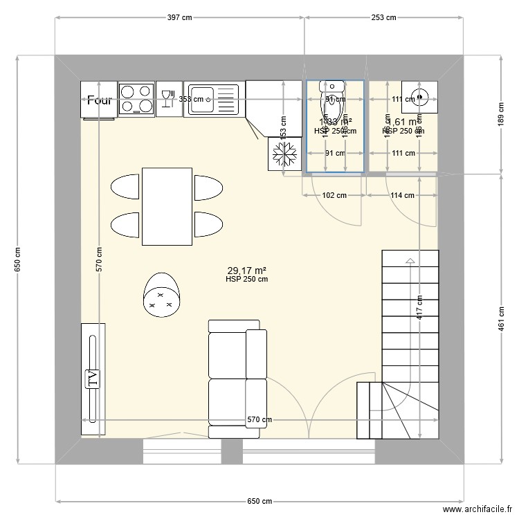 St Aubin du Cormier - Projet. Plan de 9 pièces et 64 m2