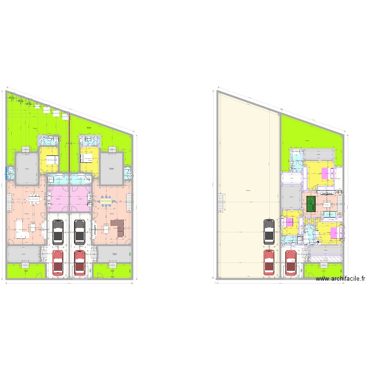 Duplex Jumeles Plan Pref v7. Plan de 102 pièces et 2018 m2