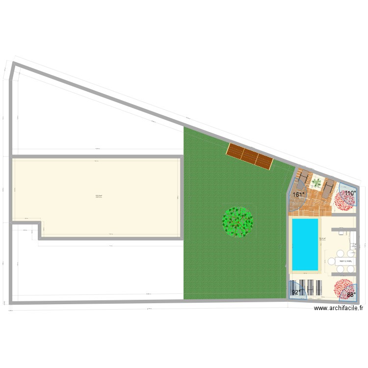 Plan jardin maison. Plan de 2 pièces et 197 m2