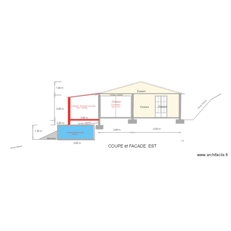 Calanca Façade EST. Plan de 0 pièce et 0 m2