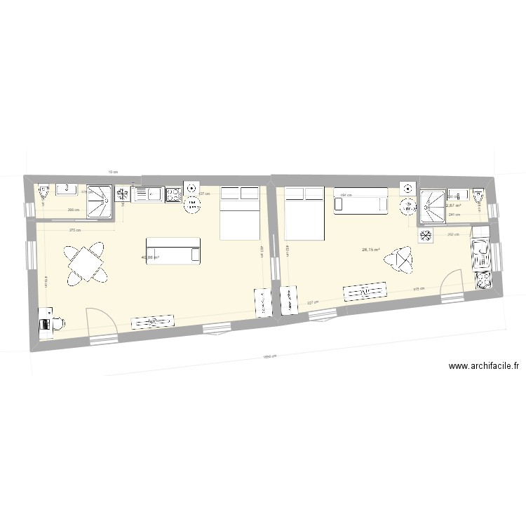 PLAN BATISSE RDC 4 . Plan de 3 pièces et 70 m2