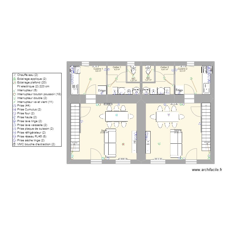 MJM ISODECO. Plan de 18 pièces et 142 m2