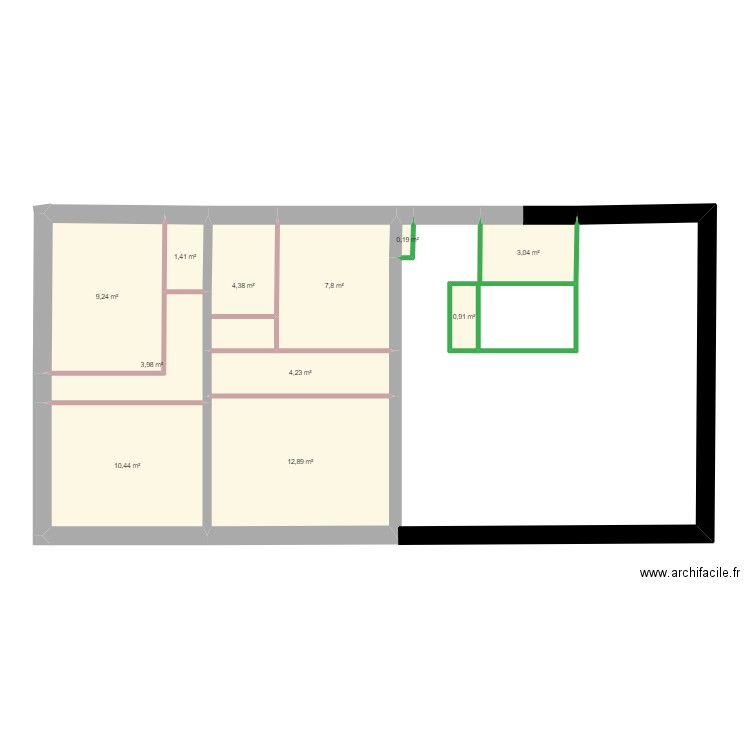 plan plus 2. Plan de 11 pièces et 59 m2
