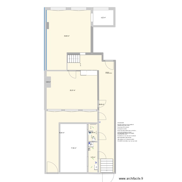 NH93-kees1b . Plan de 9 pièces et 129 m2