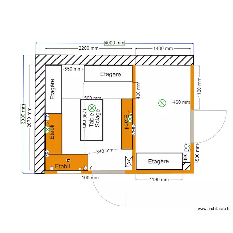 Atelier et abri de jardin . Plan de 