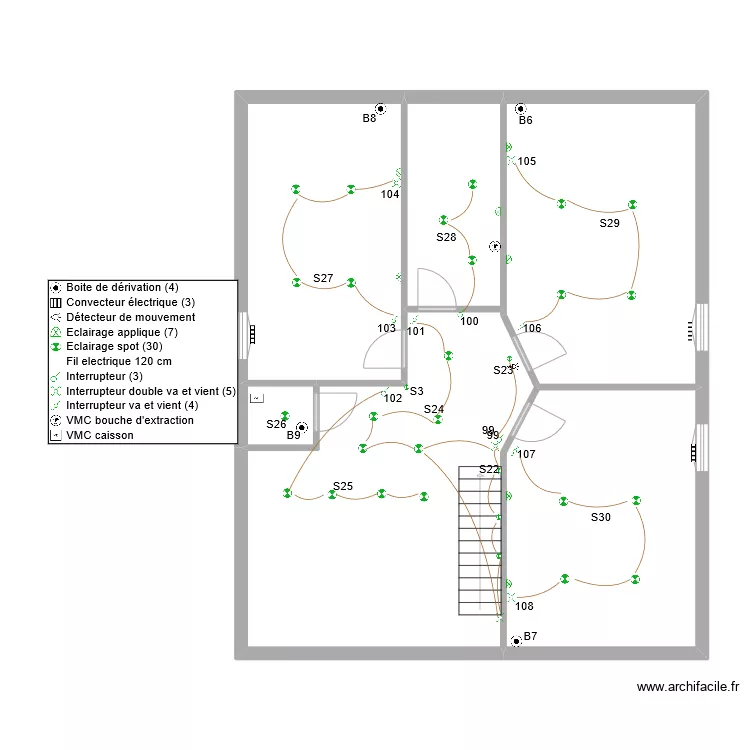 jerome eclairage 1er etage. Plan de 