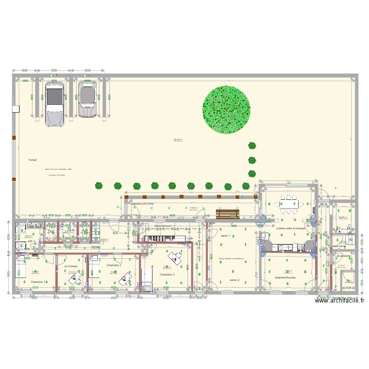 Bâtiment Voltaire RDC  V006. Plan de 19 pièces et 461 m2