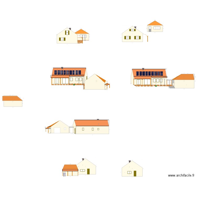 façades-2. Plan de 0 pièce et 0 m2