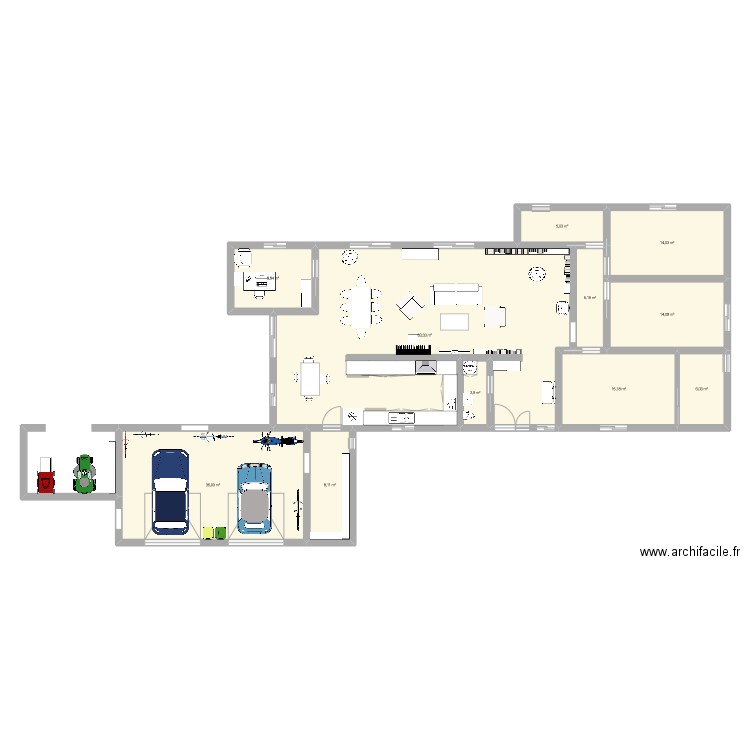 Maison familiale. Plan de 13 pièces et 197 m2