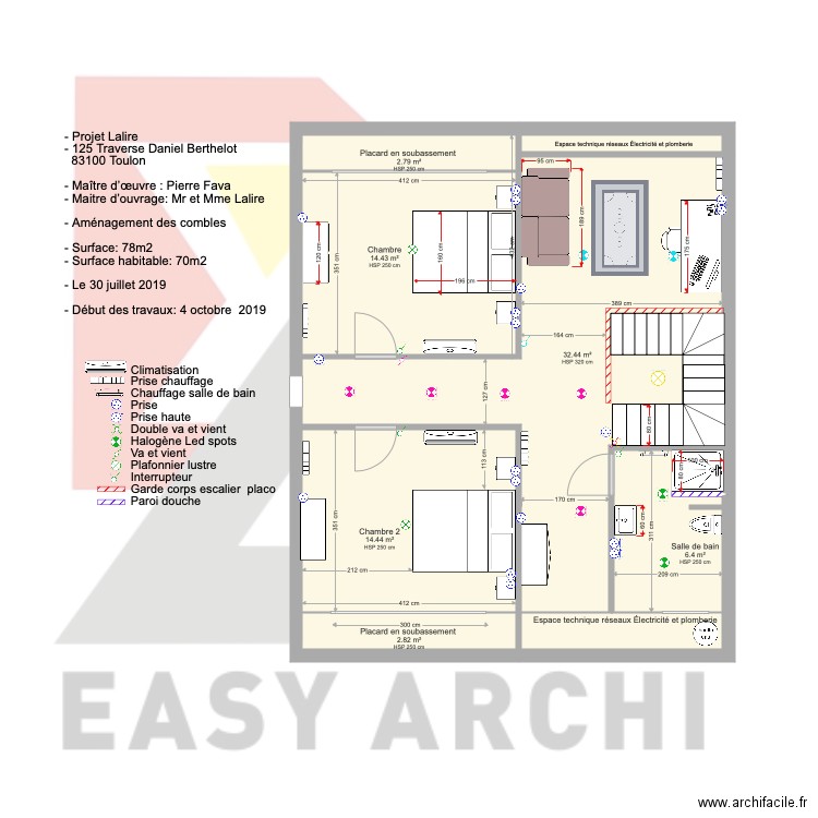 Projet Lalire Combles. Plan de 0 pièce et 0 m2