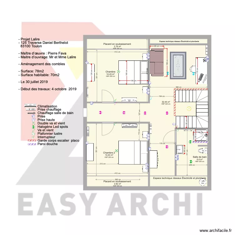 Projet Lalire Combles. Plan de 