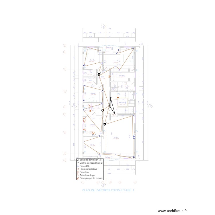 Alimentation de prises Etage 1. Plan de 0 pièce et 0 m2