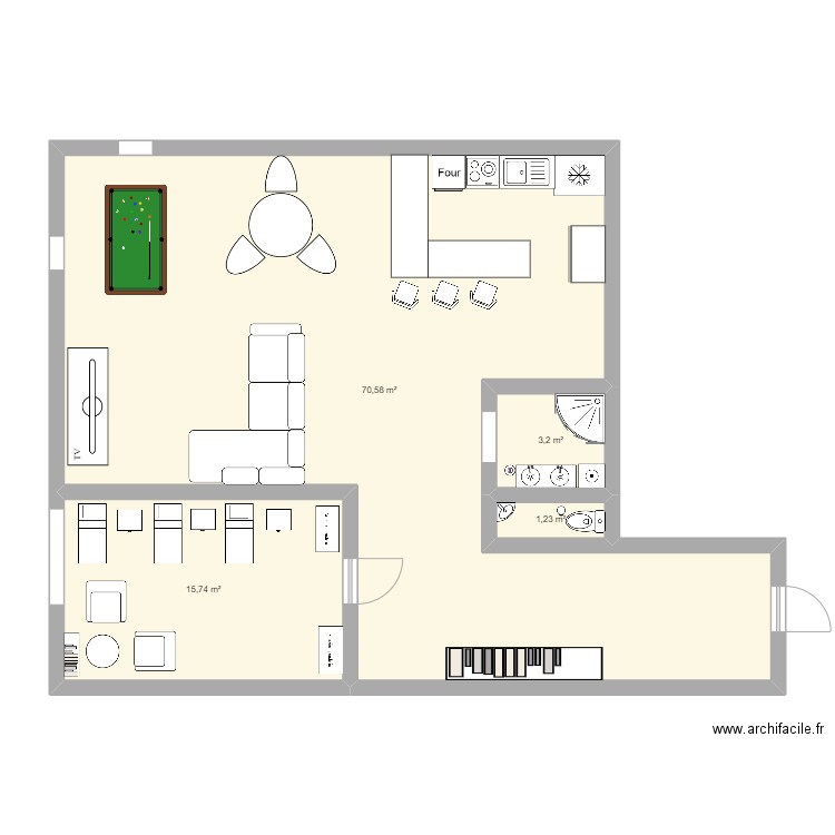 logement sportif. Plan de 4 pièces et 91 m2