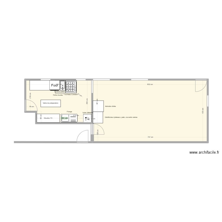 AGIS Réfectoire. Plan de 2 pièces et 47 m2