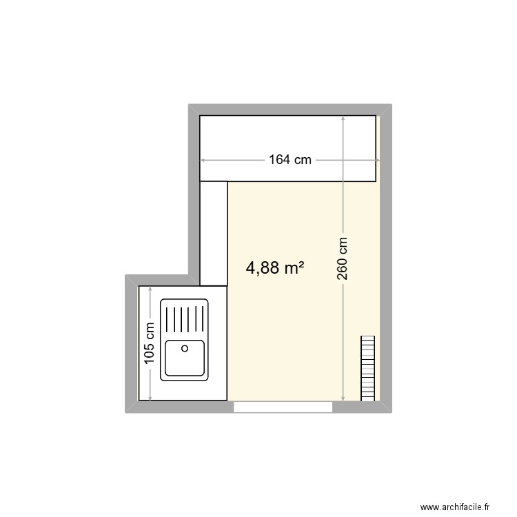 cuisine 2. Plan de 1 pièce et 5 m2