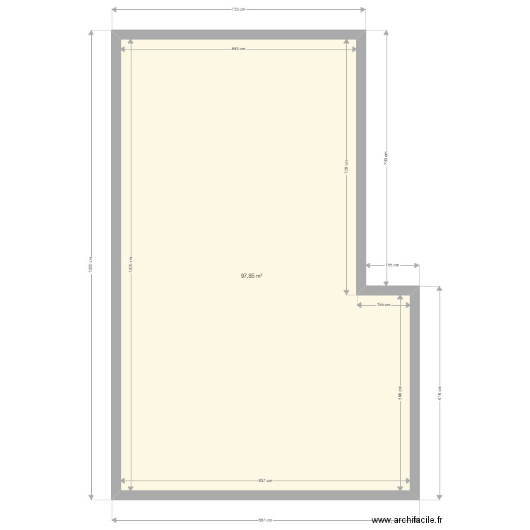 Plan terrasse BMS. Plan de 1 pièce et 98 m2