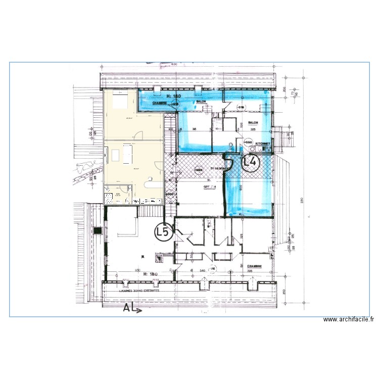 L3 Rénové. Plan de 3 pièces et 67 m2