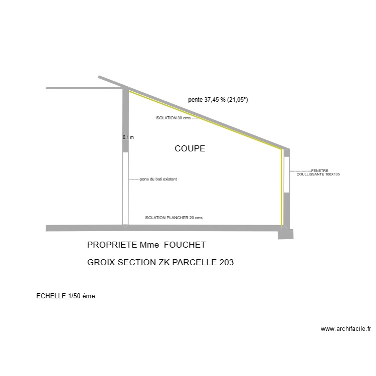 COUPE AVEC RACCORD TOIT. Plan de 0 pièce et 0 m2