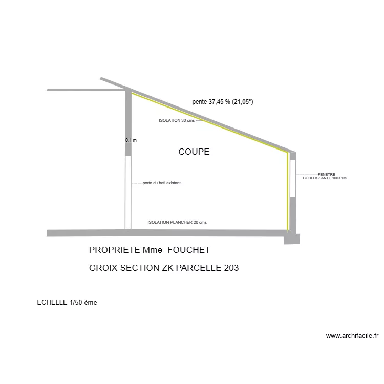 COUPE AVEC RACCORD TOIT. Plan de 