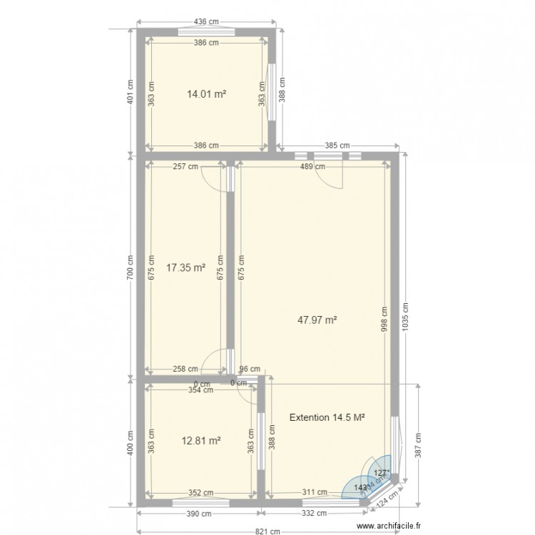 extention. Plan de 0 pièce et 0 m2