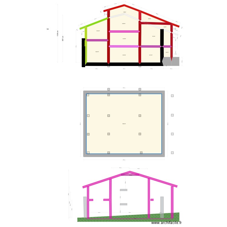 Rénovation Grange Maillarde 6 simplifiée. Plan de 13 pièces et 289 m2
