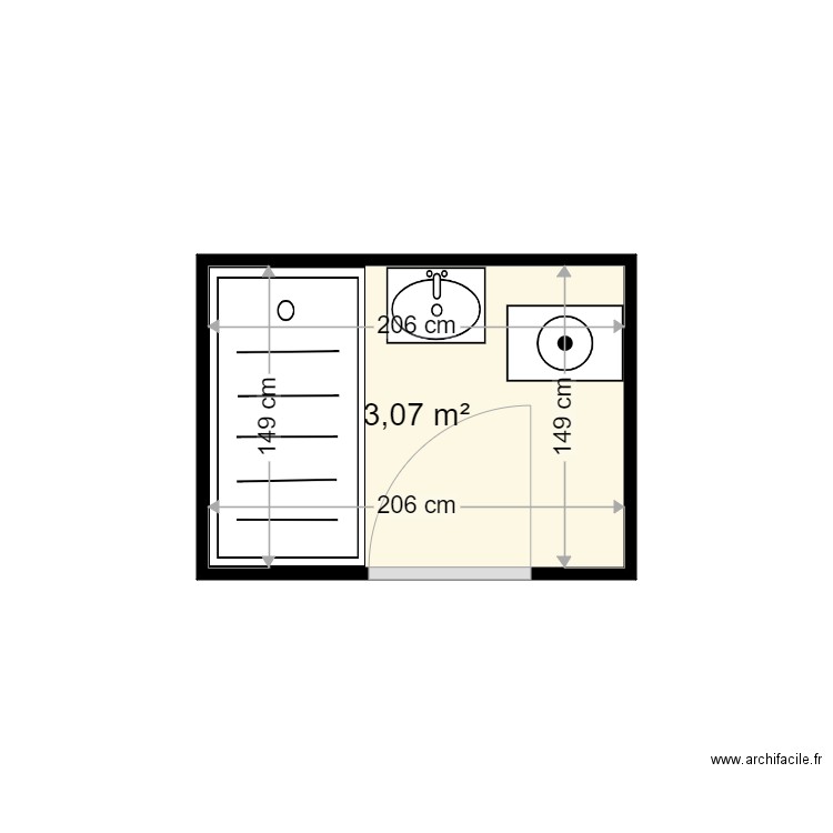 TAKSZ CORALINE . Plan de 1 pièce et 3 m2