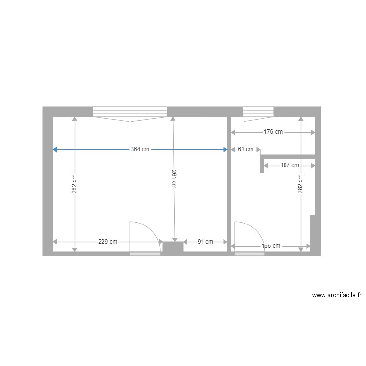Garage 2023.Chambre + Salle d'eau Volume. Plan de 2 pièces et 15 m2