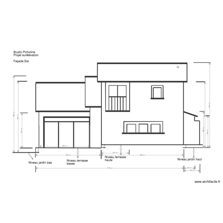 Studio Picholine Projet surr&eacute;l&eacute;vation Fa&ccedil;ade est. Plan de 0 pièce et 0 m2
