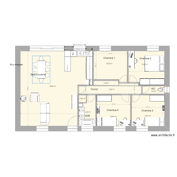 St Jean d'Illac 4. Plan de 10 pièces et 106 m2