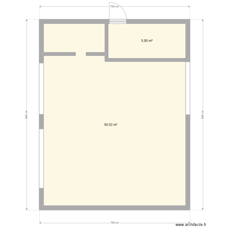 Devis. Plan de 2 pièces et 56 m2