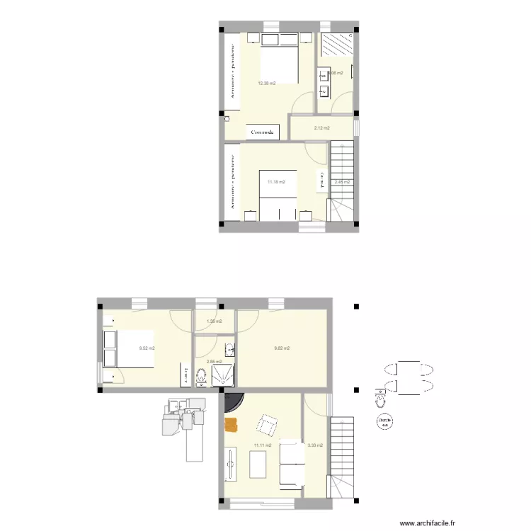 re-dessin "PMR" + ch d'amis rdc 3. Plan de 