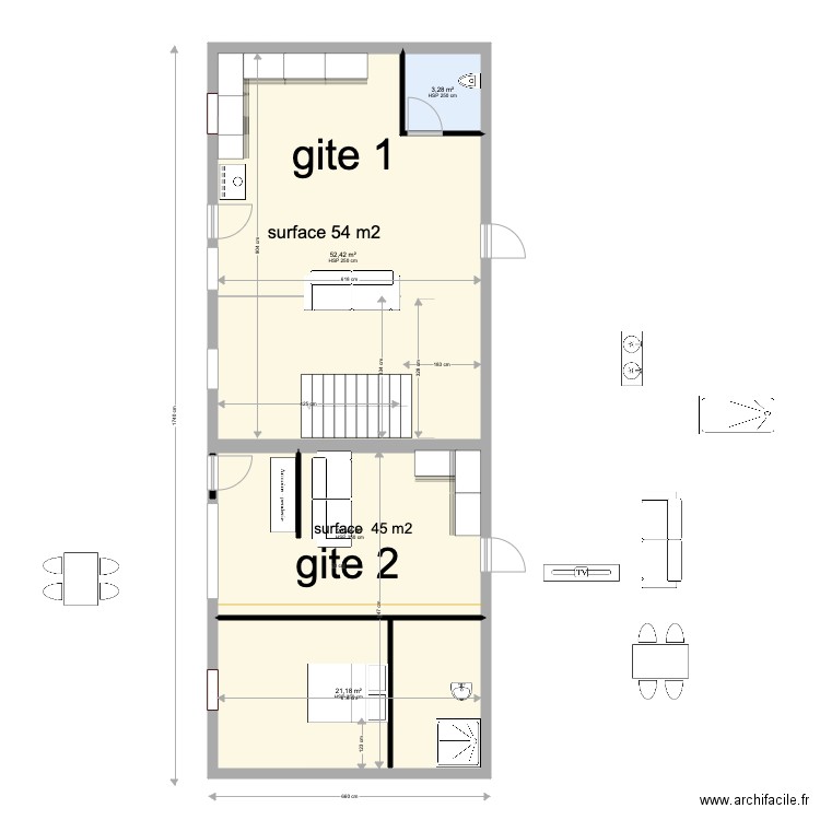 GITE 1 ET 2. Plan de 0 pièce et 0 m2