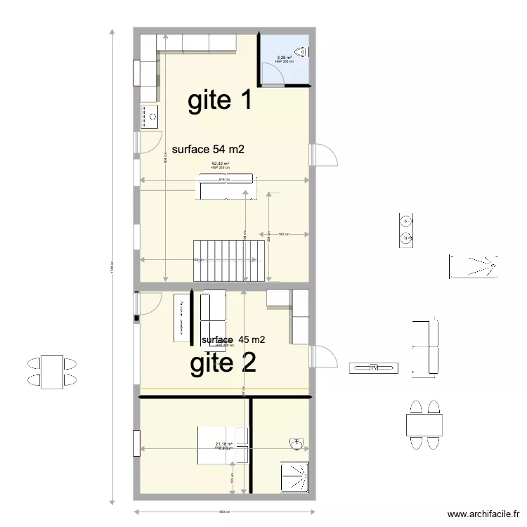 GITE 1 ET 2. Plan de 
