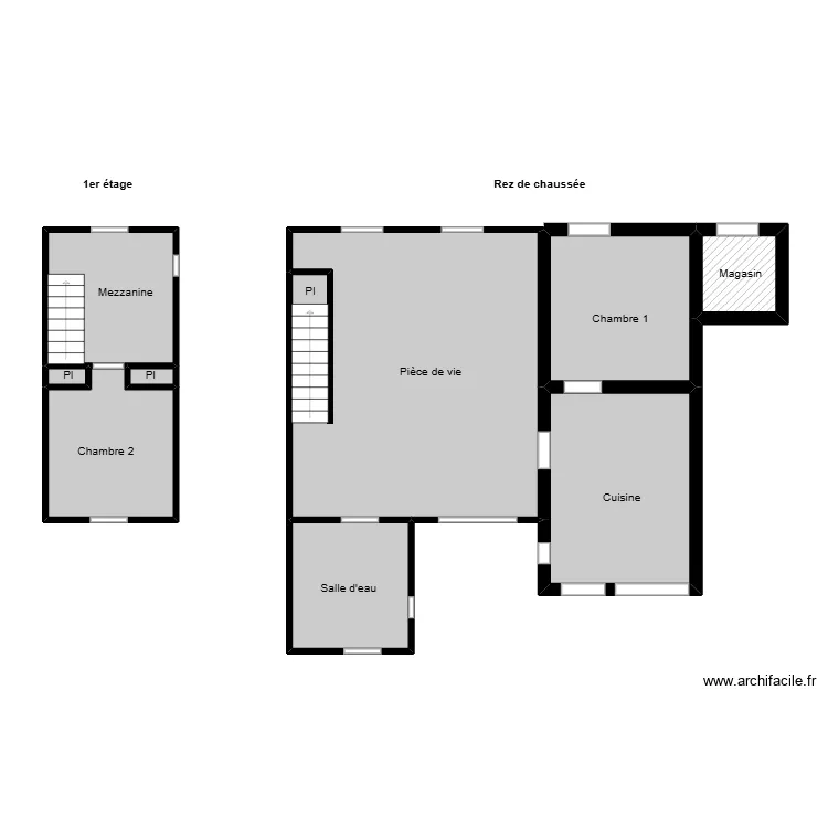 Guimet amiante. Plan de 9  et 83 m²