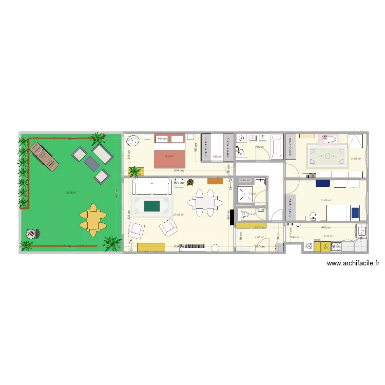 Plan Aguesseau Vmeubl&eacute;e dressing couleurs. Plan de 