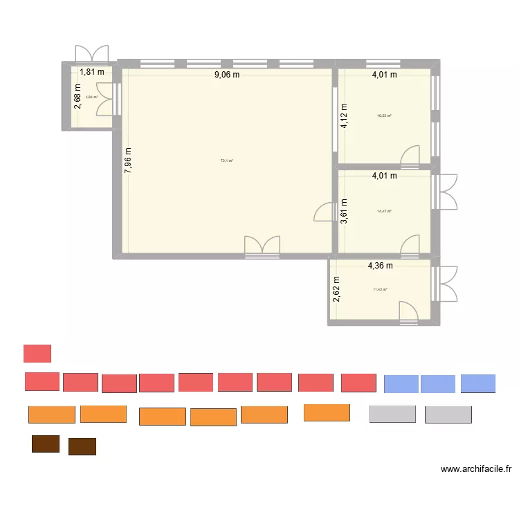 B14. Plan de 5  et 119 m²