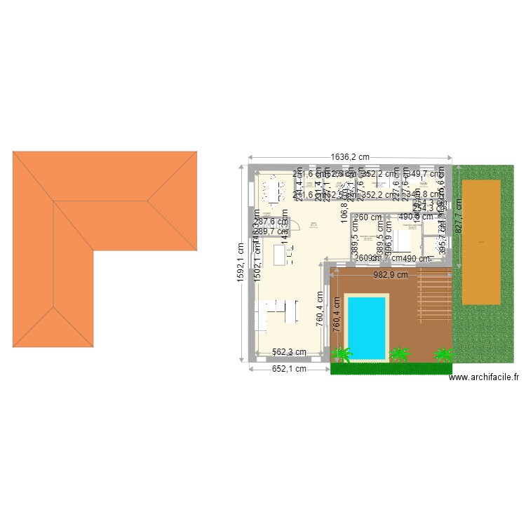 Nouveau plan iso 45 27/08/2022. Plan de 9 pièces et 220 m2