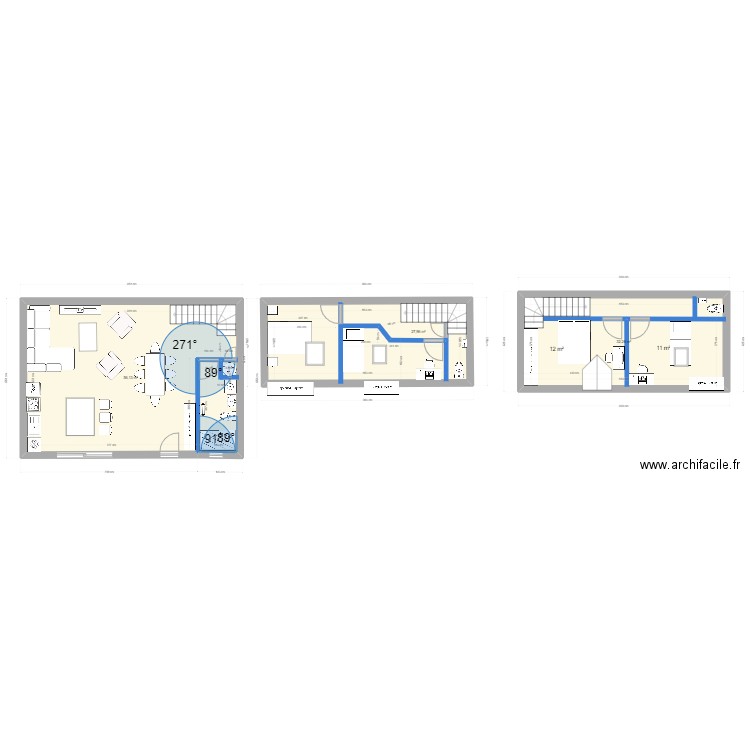 appart C. Plan de 3 pièces et 116 m2