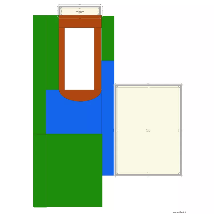 Surface piscine. Plan de 